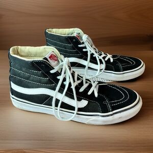 Vans Old Skool Sk8-Hi High Top Skate Shoes Black Suede Size Women’s 8 Mens 6.5
